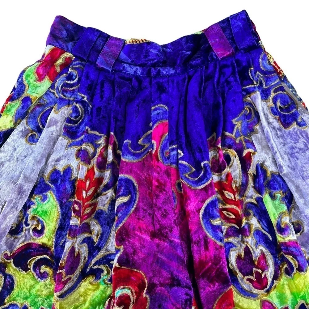 VTG Gianni Versace Jeweled Hearts Silk Velvet Baroque Pleated Pant Vibrant Italy - Picture 6 of 17